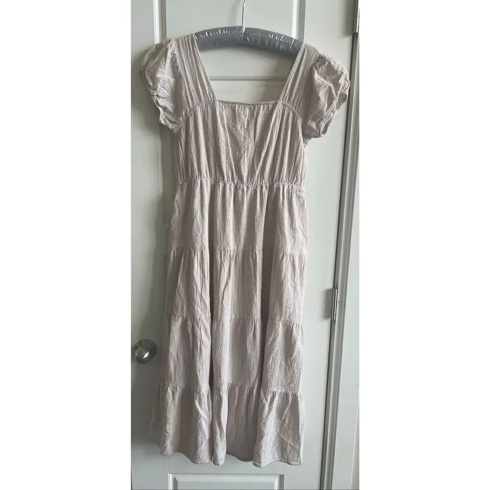 Listicle boho cream crochet gauze dress